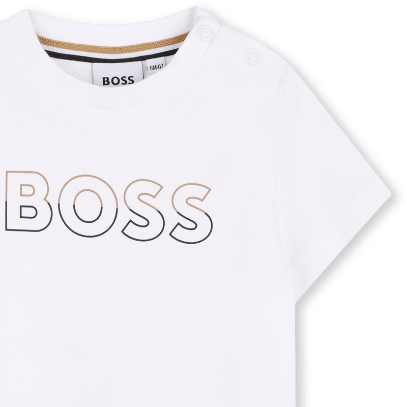 COMPLETO T - SHIRT BIANCA + BERMUDA NERO CON LOGO BEIGE - NERO BOSS - Angel Luxury