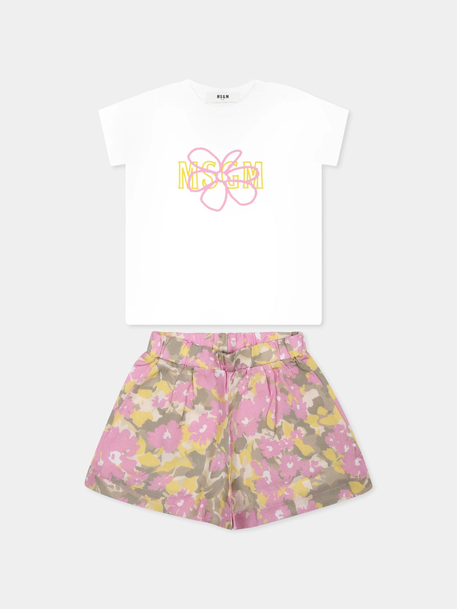 COMPLETO T - SHIRT SHORTS A FIORI MSGM - Angel Luxury