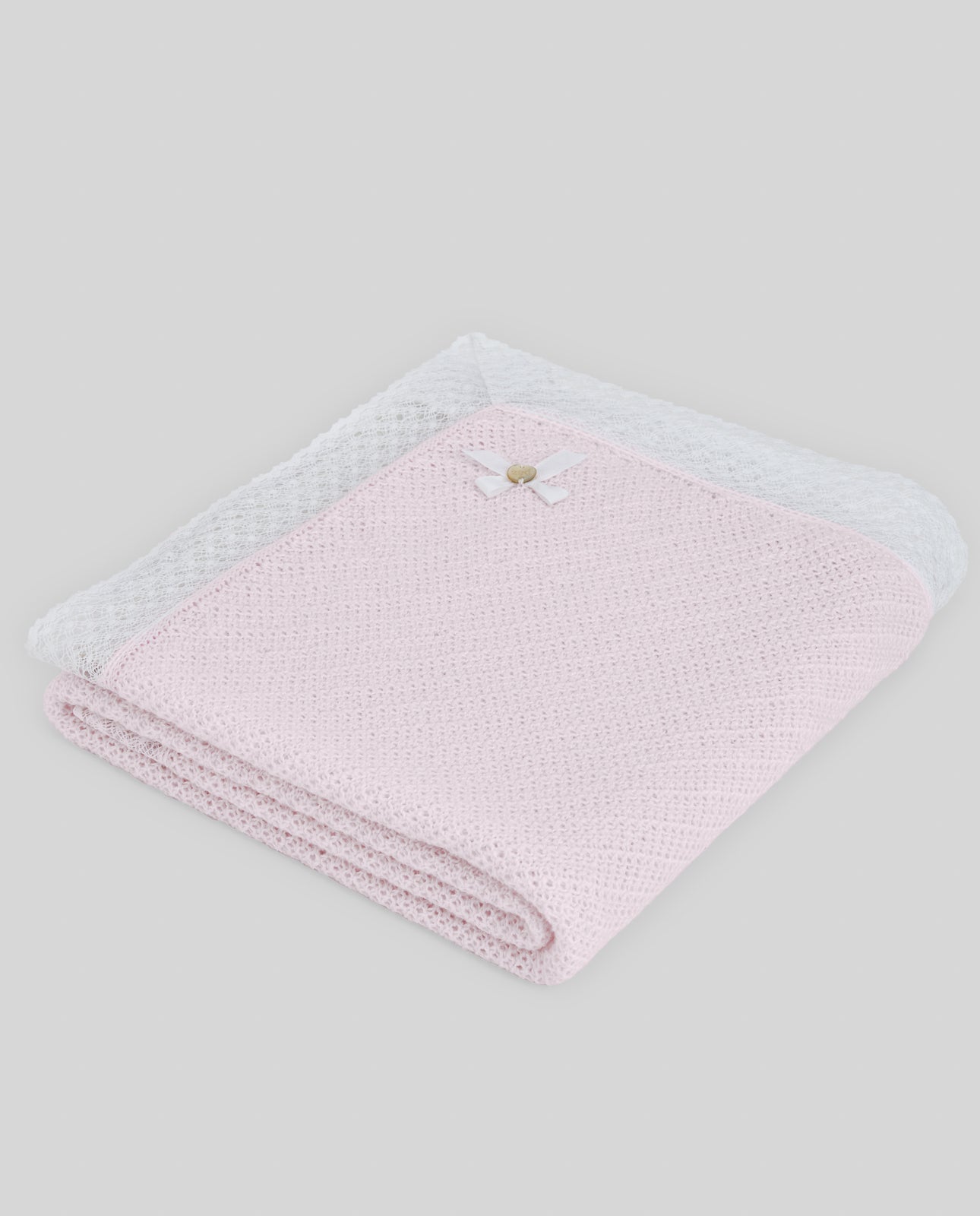 COPERTA ROSA CON BORDO MERLETTATO BIANCO PAZ RODRIGUEZ - Angel Luxury