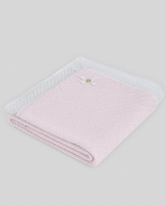 COPERTA ROSA CON BORDO MERLETTATO BIANCO PAZ RODRIGUEZ - Angel Luxury