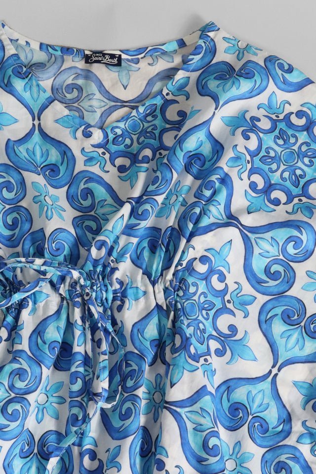 Copricostume caftano Mc2 Saint Barth azzurro - Angel Luxury