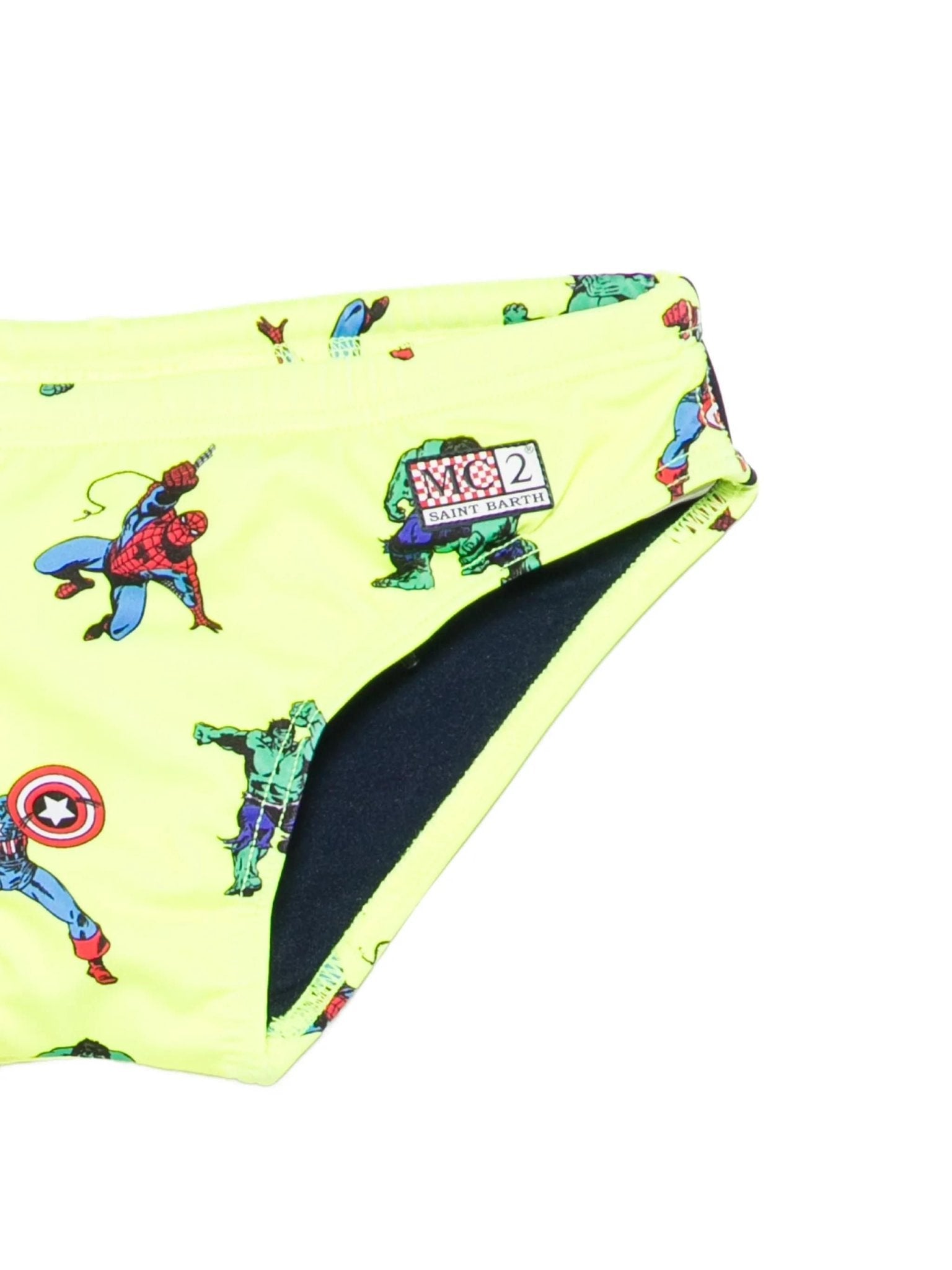 COSTUME A SLIP GIALLO CON FANTASIA SUPEREROI MC2 SAINT BARTH - Angel Luxury