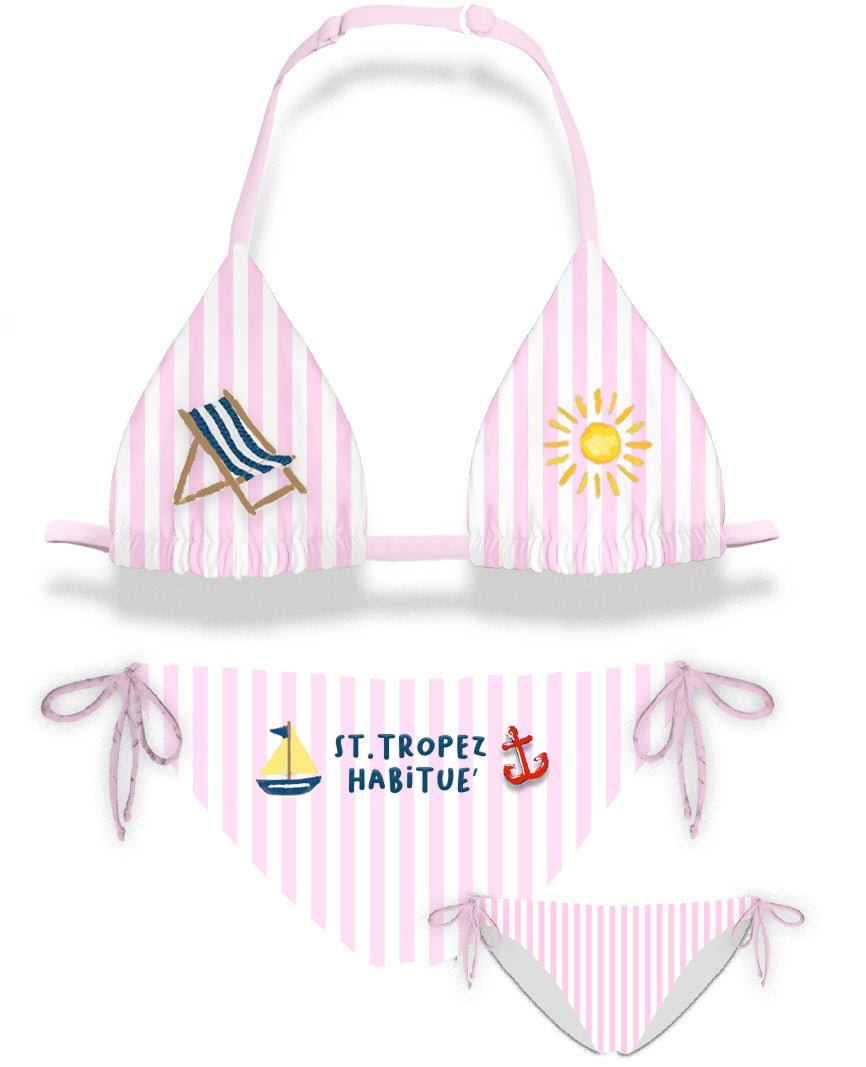 COSTUME DUE PEZZI MC2 SAINT BARTH A RIGHE BIANCO E ROSA - Angel Luxury