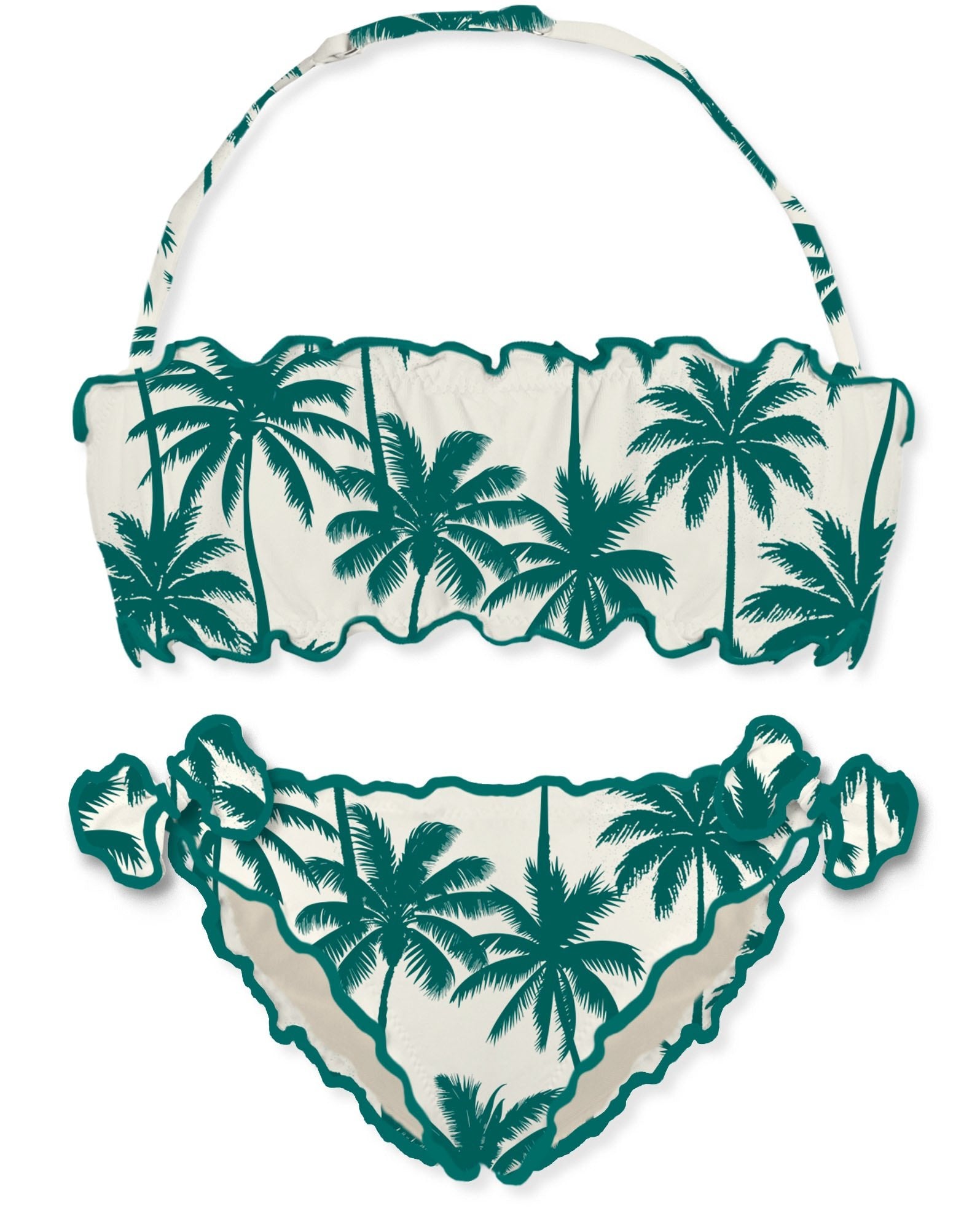 COSTUME DUE PEZZI MC2 SAINT BARTH BIANCO CON PALME VERDI - Angel Luxury