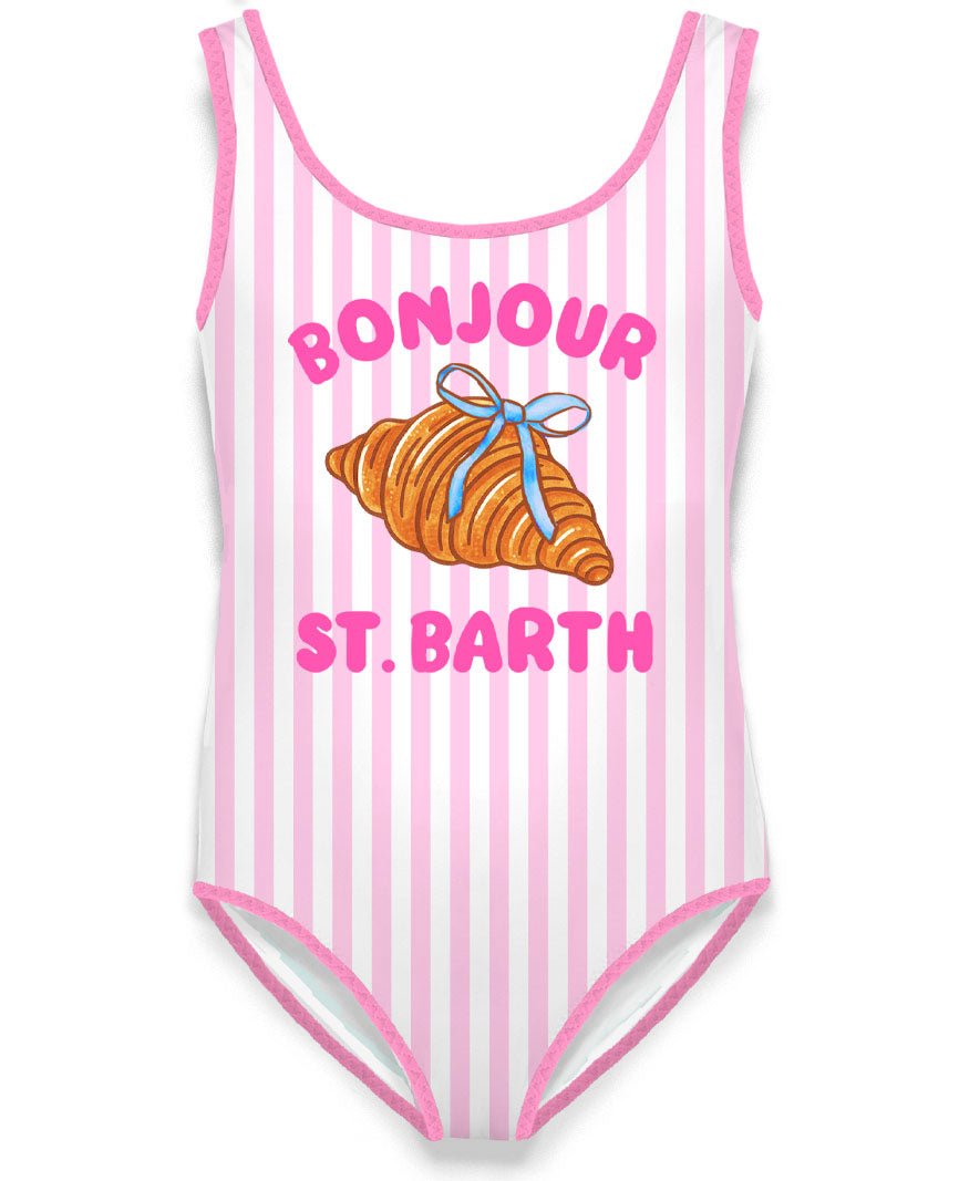 COSTUME INTERO MC2 SAINT BARTH A RIGHE BIANCO E ROSA CON STAMPA CORNETTO - Angel Luxury