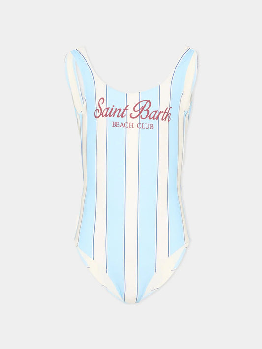 COSTUME INTERO MC2 SAINT BARTH BIANCO E BLU CON LOGO ROSSO - Angel Luxury