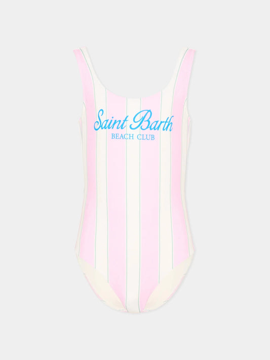COSTUME INTERO MC2 SAINT BARTH BIANCO E ROSA CON LOGO BLU - Angel Luxury