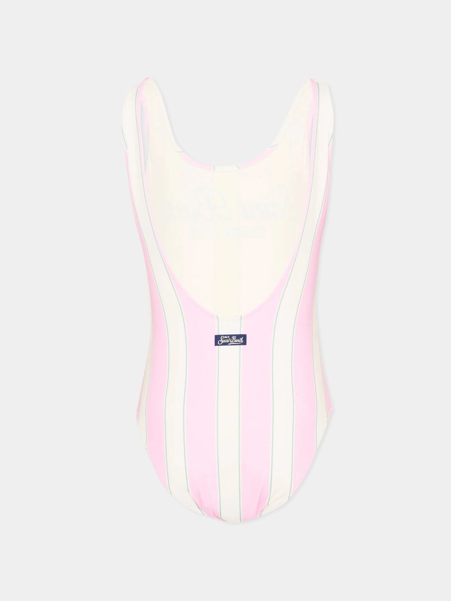 COSTUME INTERO MC2 SAINT BARTH BIANCO E ROSA CON LOGO BLU - Angel Luxury