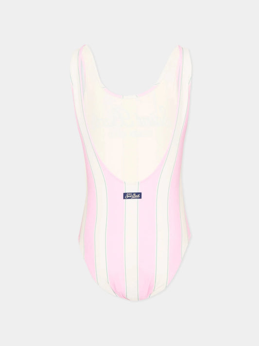 COSTUME INTERO MC2 SAINT BARTH BIANCO E ROSA CON LOGO BLU - Angel Luxury