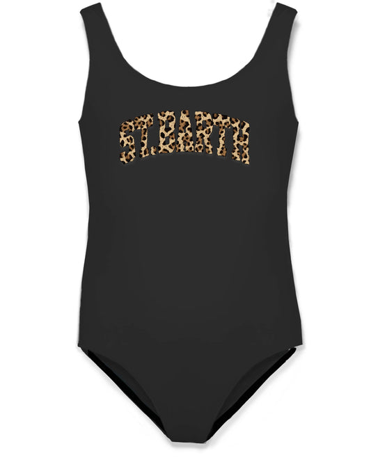 COSTUME INTERO MC2 SAINT BARTH NERO CON SCRITTA LEOPARDATA - Angel Luxury