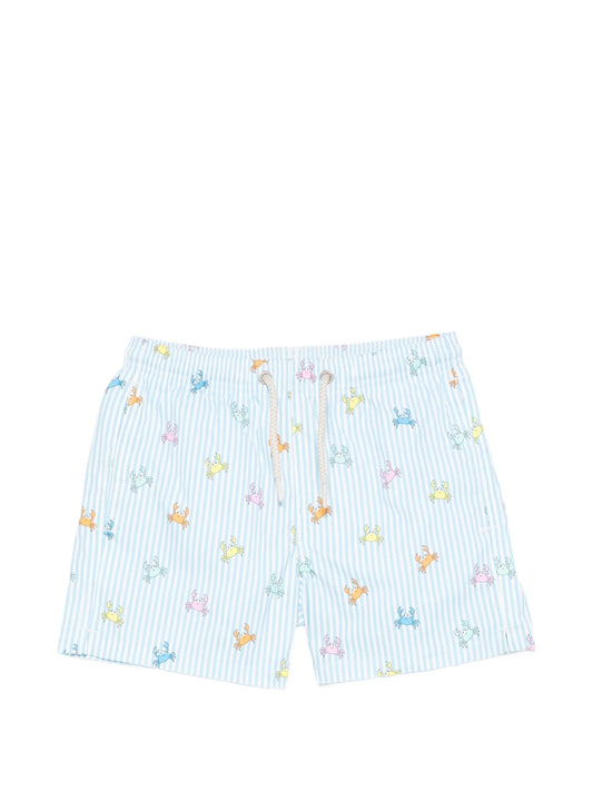 COSTUME MC2 SAINT BARTH A RIGHE AZZURRE E BIANCHE CON GRANCHI COLORATI - Angel Luxury