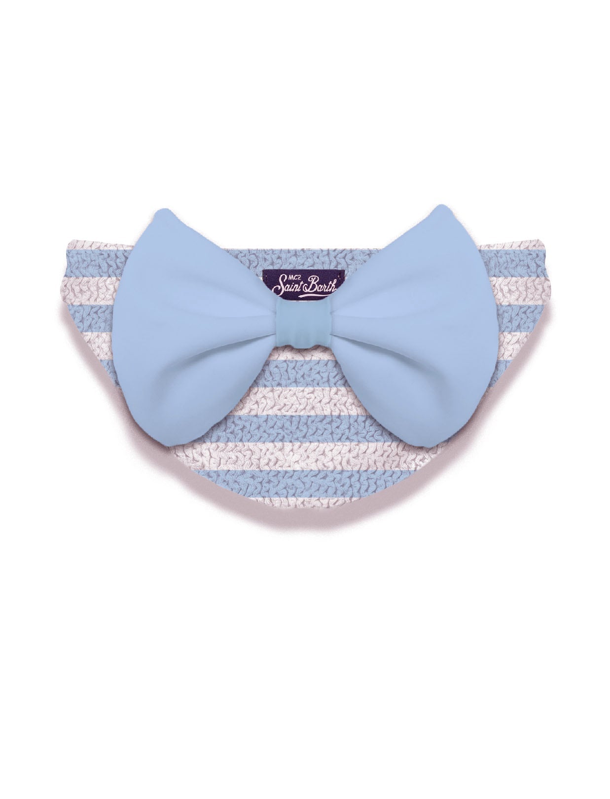 COSTUME MC2 SAINT BARTH A RIGHE BIANCO E BLU CON FIOCCO AZZURRO SUL RETRO - Angel Luxury