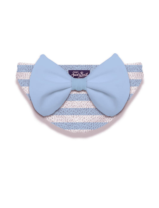 COSTUME MC2 SAINT BARTH A RIGHE BIANCO E BLU CON FIOCCO AZZURRO SUL RETRO - Angel Luxury