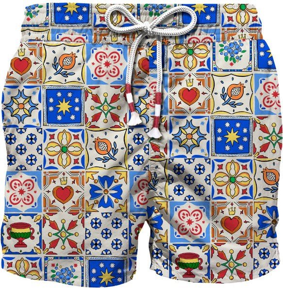 COSTUME MC2 SAINT BARTH BIANCO CON STAMPA COLORATA - Angel Luxury