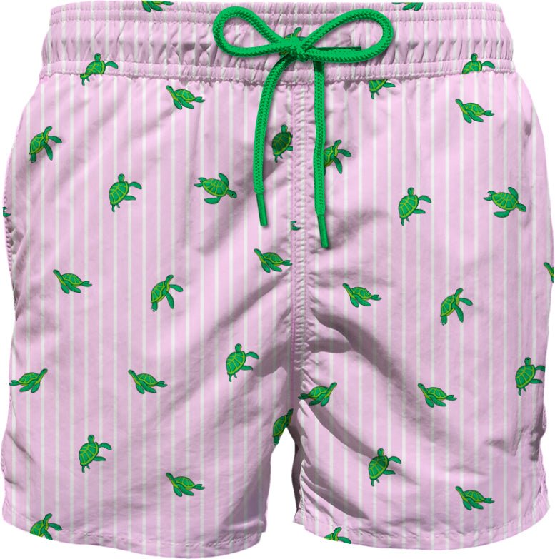COSTUME MC2 SAINT BARTH ROSA A RIGHE BIANCHE CON STAMPA TARTARUGHE - Angel Luxury