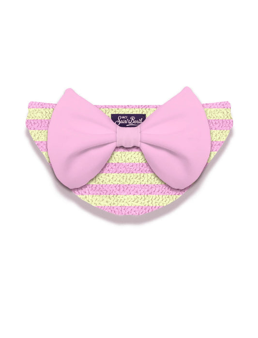 COSTUME SLIP A RIGHE ROSA/GIALLO CON FIOCCO ROSA MC2 SAINT BARTH - Angel Luxury