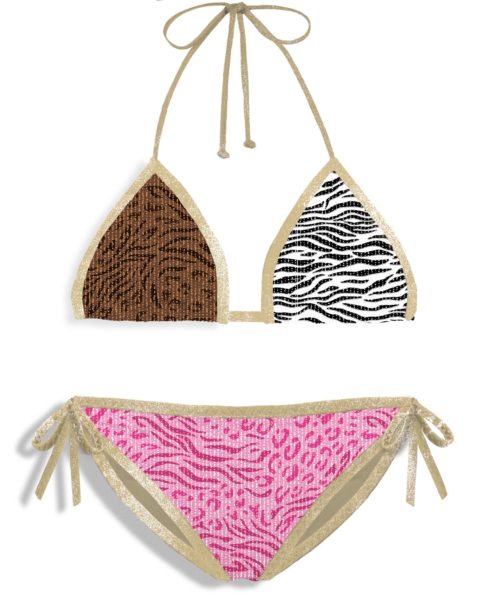 COSTUME TRIANGOLO ANIMALIER IN LUREX MC2 SAINT BARTH - Angel Luxury