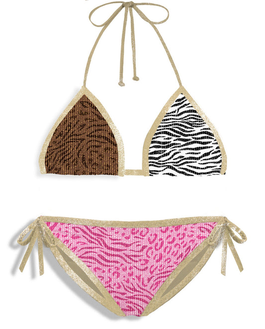 COSTUME TRIANGOLO ANIMALIER IN LUREX MC2 SAINT BARTH - Angel Luxury