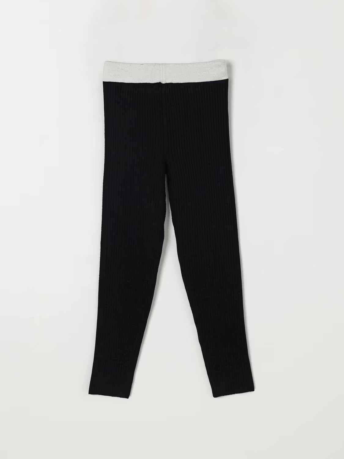 LEGGINGS IN TRICOT NERO CON BANDA BIANCA LOGATO ELISABETTA FRANCHI