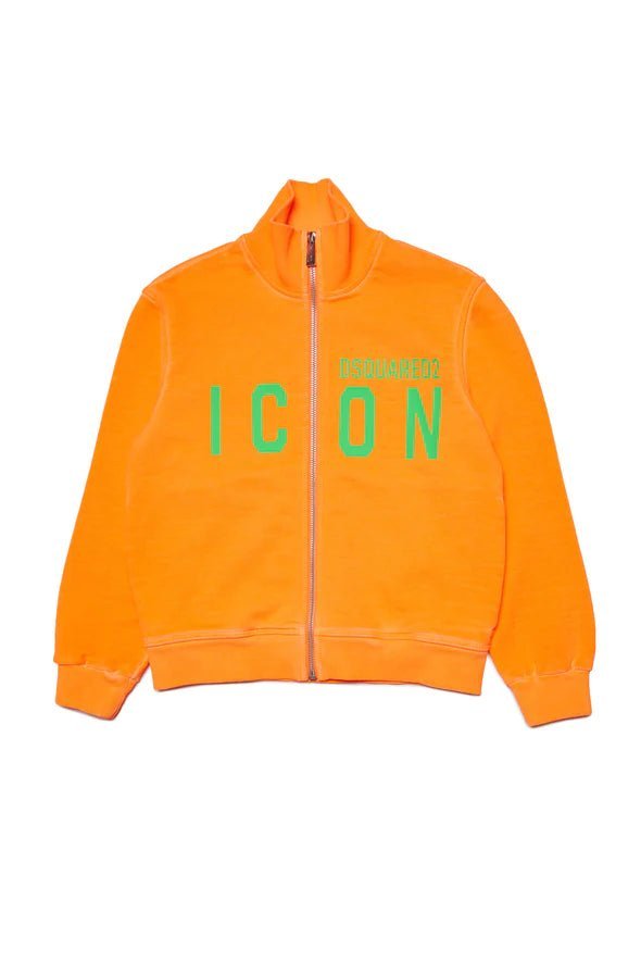FELPA A ZIP CON STAMPA ICON FLUO - Angel Luxury