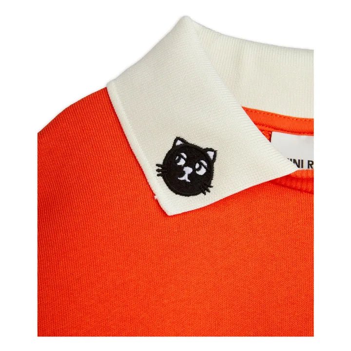 FELPA ARANCIONE CON COLLETTO PANNA GATTINO MINI RODINI - Angel Luxury