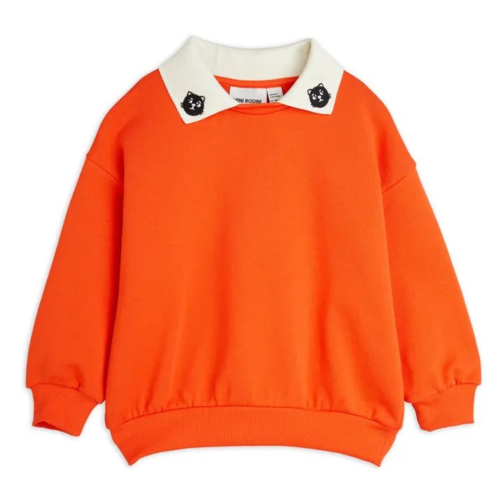 FELPA ARANCIONE CON COLLETTO PANNA GATTINO MINI RODINI - Angel Luxury