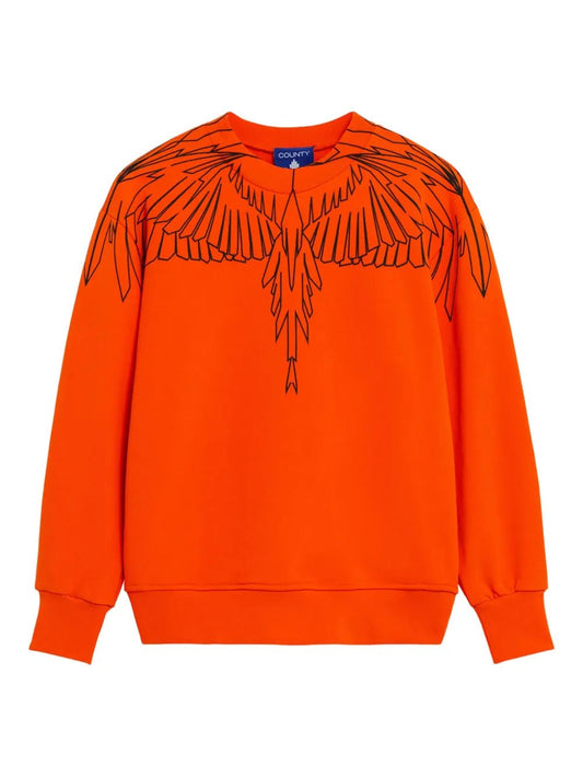 FELPA ARANCIONE CON STAMPA NERA MARCELO BURLON - Angel Luxury
