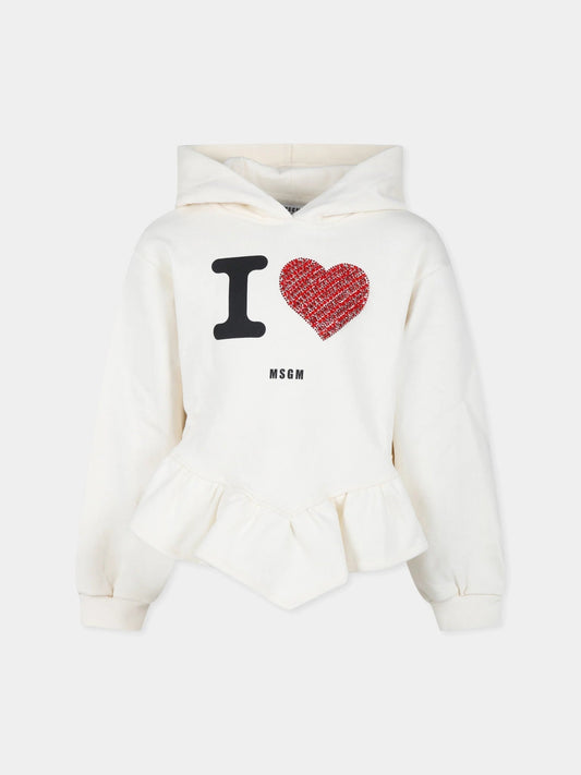 FELPA AVORIO CON STAMPA MSGM - Angel Luxury