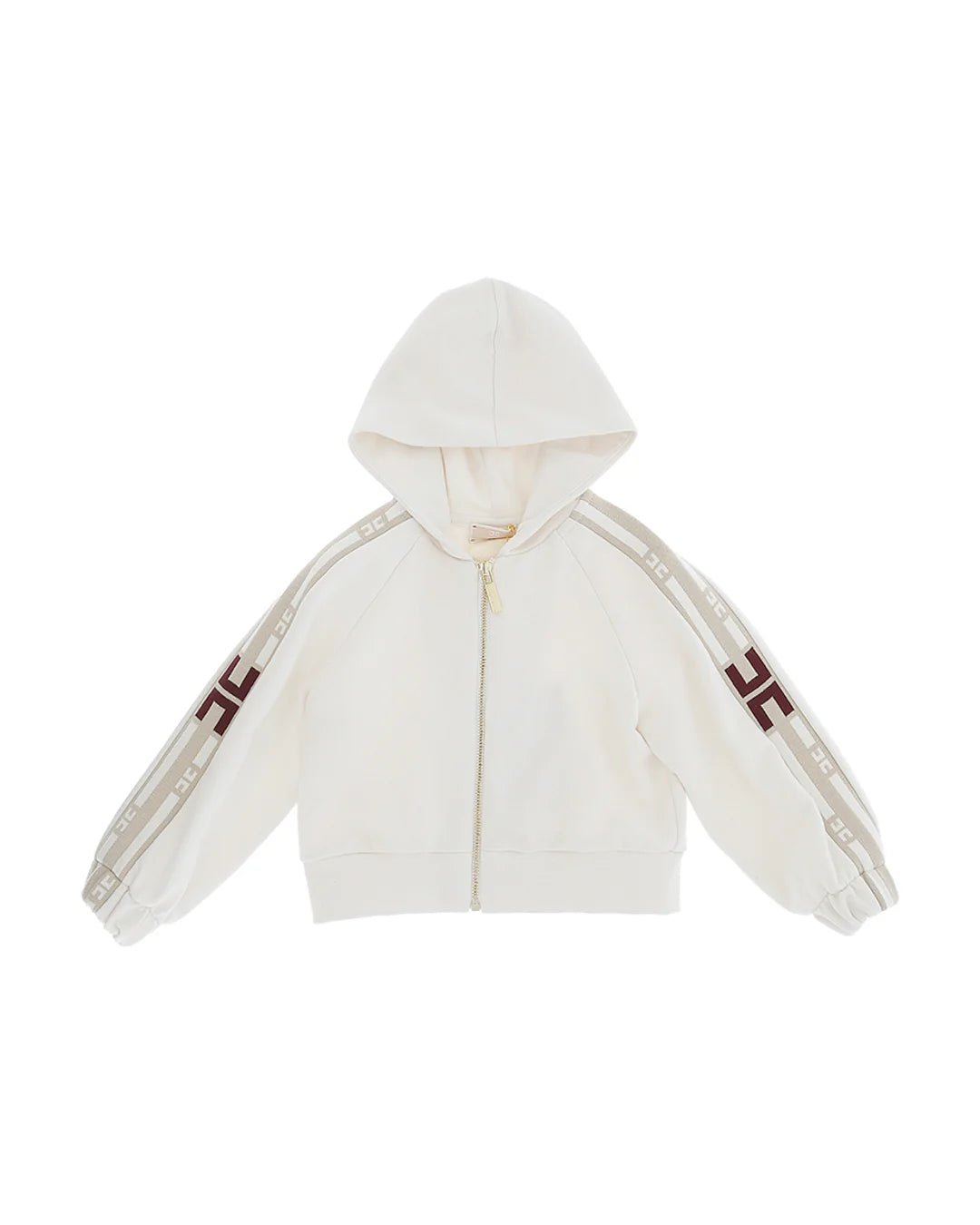 FELPA AVORIO CON ZIP E BANDE LATERALI LOGATE ELISABETTA FRANCHI - Angel Luxury