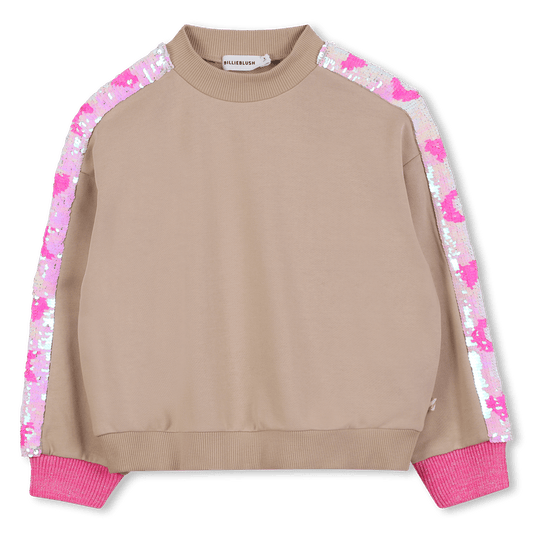 FELPA BEIGE CON BANDE LATERALI IN PAILLETTES BILLIEBLUSH - Angel Luxury
