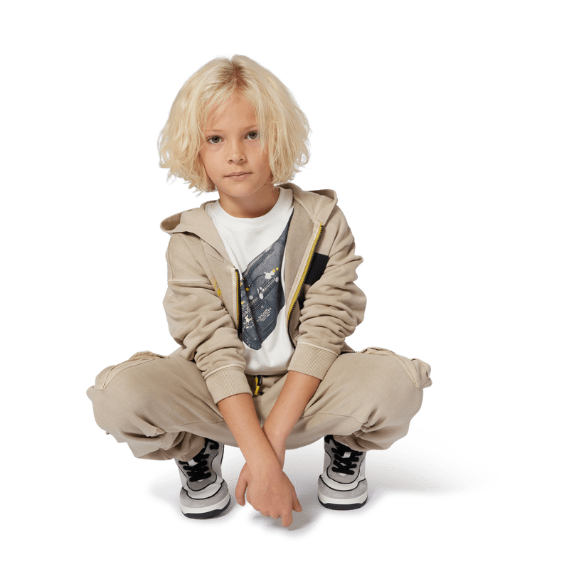 FELPA BEIGE CON CAPPUCCIO E ZIP CON LOGO IN GOMMA MARC JACOBS - Angel Luxury