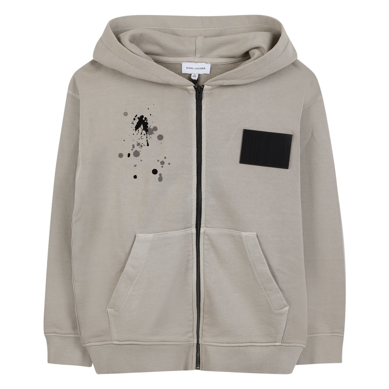 FELPA BEIGE CON CAPPUCCIO E ZIP CON LOGO IN GOMMA MARC JACOBS - Angel Luxury