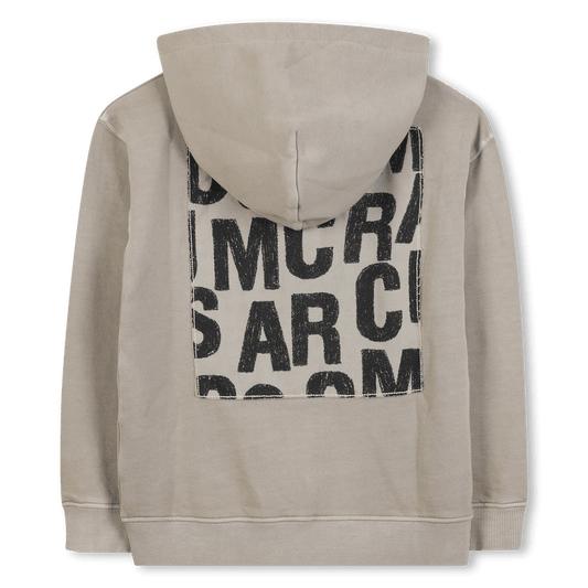 FELPA BEIGE CON CAPPUCCIO E ZIP CON LOGO IN GOMMA MARC JACOBS - Angel Luxury