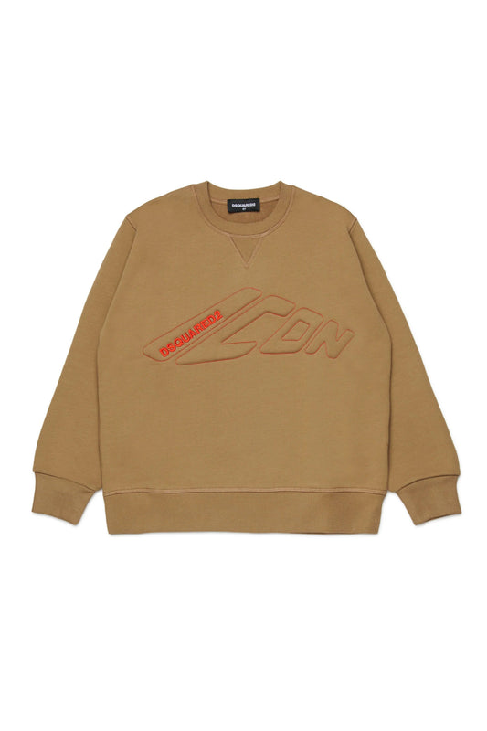 FELPA BEIGE CON LOGO ARANCIO DSQUARED2 - Angel Luxury