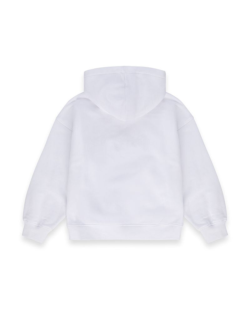 FELPA BIANCA CON CAPPUCCIO E LOGO ROSSO ICEBERG - Angel Luxury