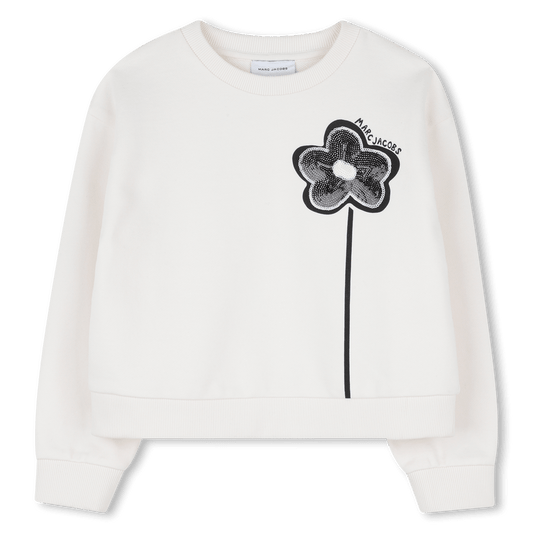FELPA BIANCA CON FIORE NERO SUL DAVANTI MARC JACOBS - Angel Luxury