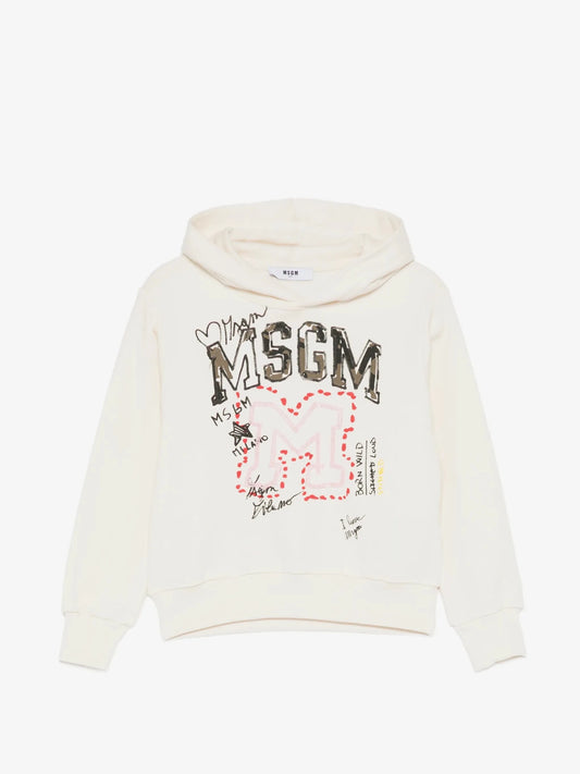FELPA BIANCA CON LOGO MARRONE MSGM - Angel Luxury