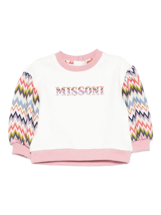 FELPA BIANCA CON MANICHE MULTICOLORE ZIG ZAG MISSONI - Angel Luxury