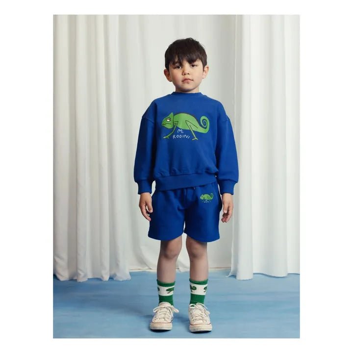 FELPA BLU CON CAMALEONTE VERDE MINI RODINI - Angel Luxury