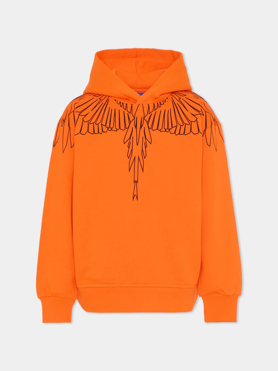 FELPA CON CAPPUCCIO ARANCIONE CON STAMPA BIANCA MARCELO BURLON - Angel Luxury