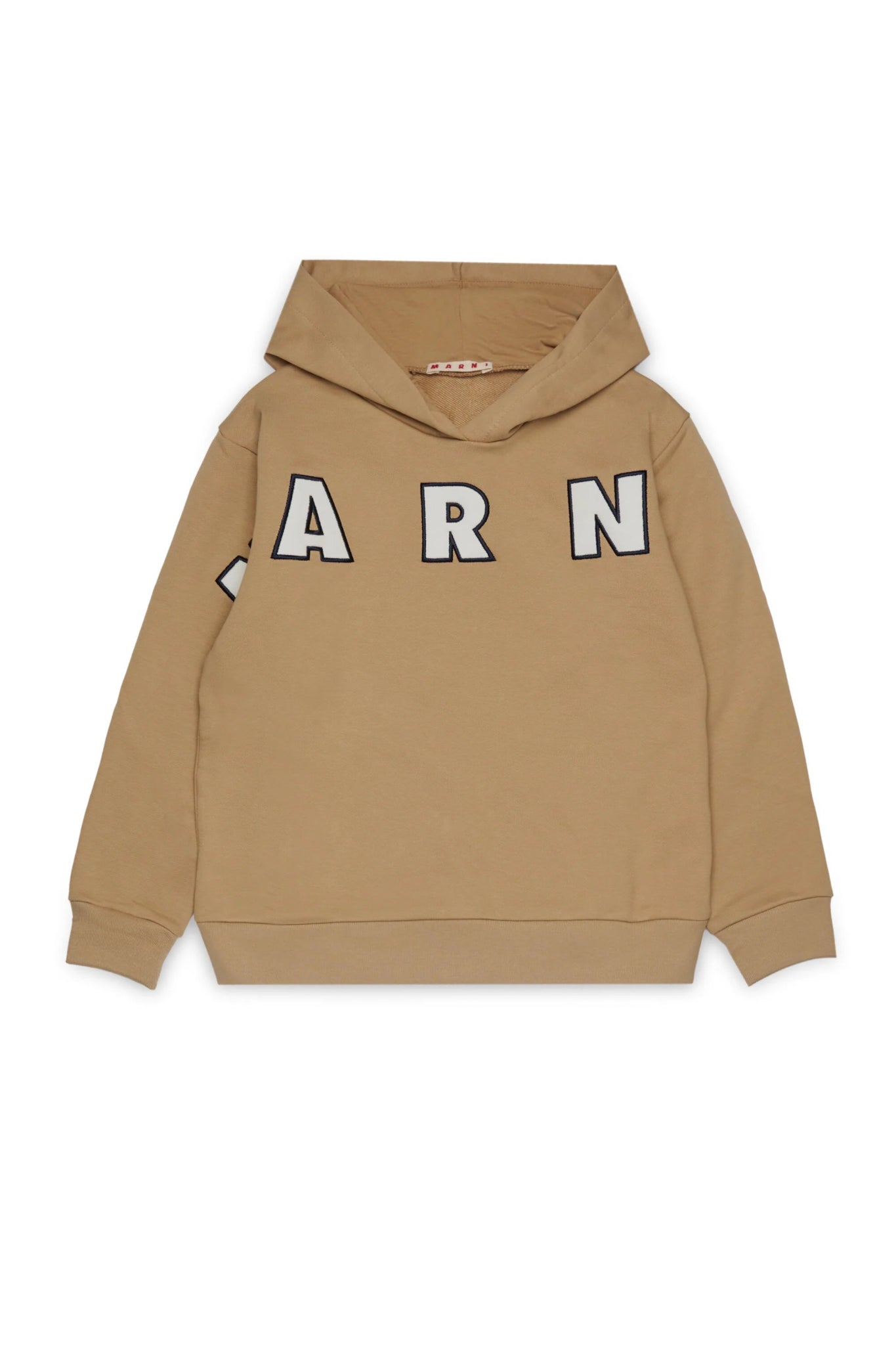 FELPA CON CAPPUCCIO BEIGE CON LOGO BIANCO MARNI - Angel Luxury