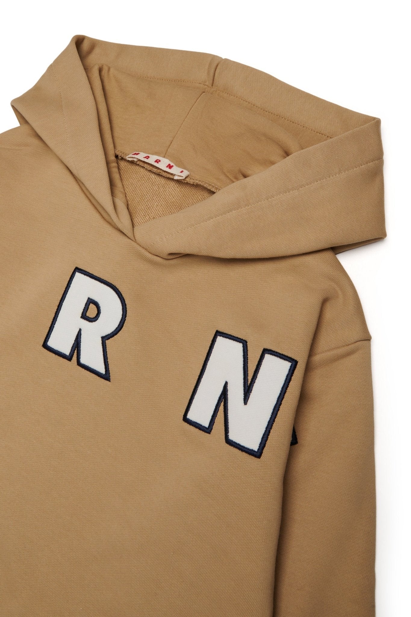 FELPA CON CAPPUCCIO BEIGE CON LOGO BIANCO MARNI - Angel Luxury
