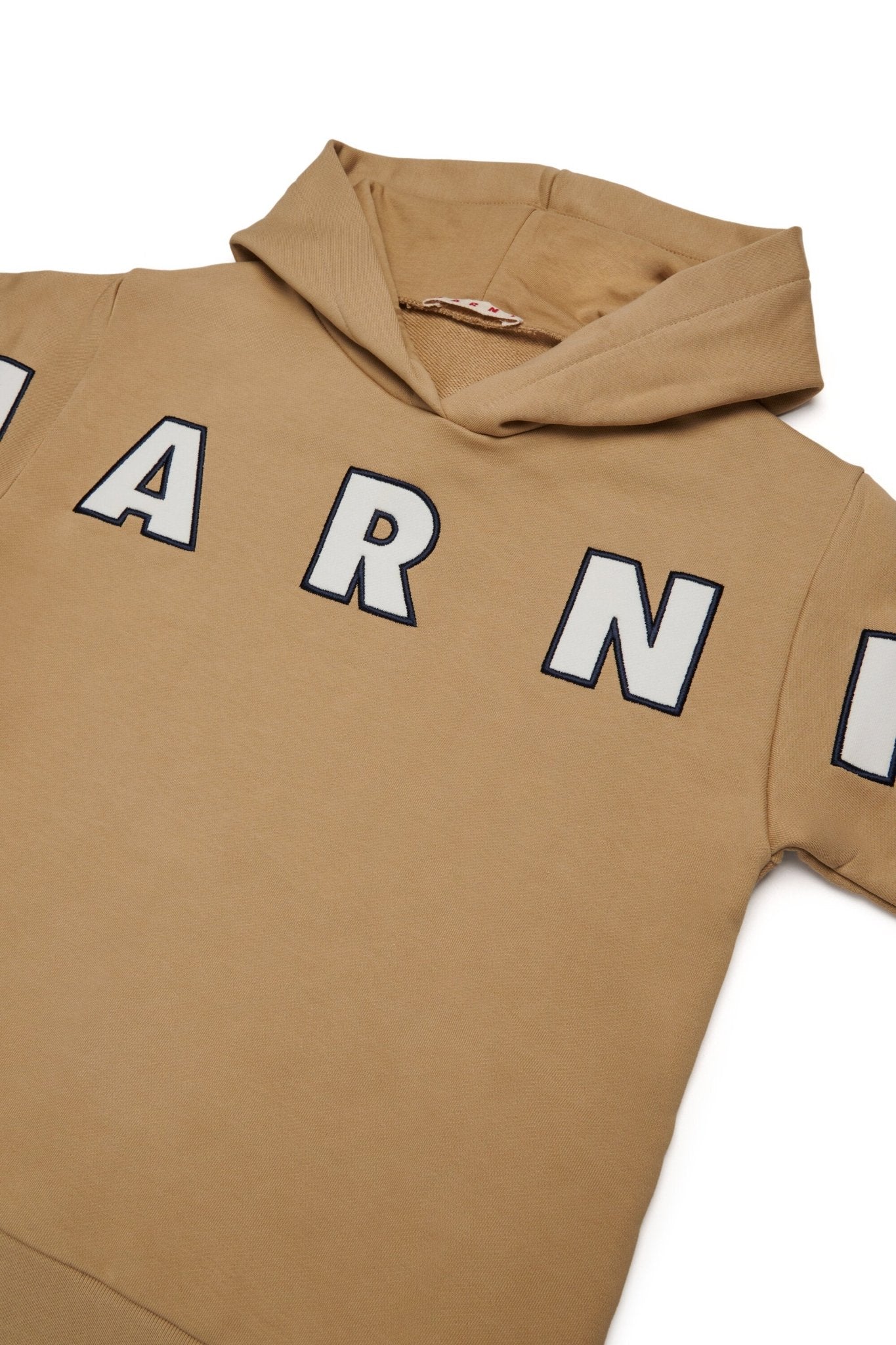 FELPA CON CAPPUCCIO BEIGE CON LOGO BIANCO MARNI - Angel Luxury
