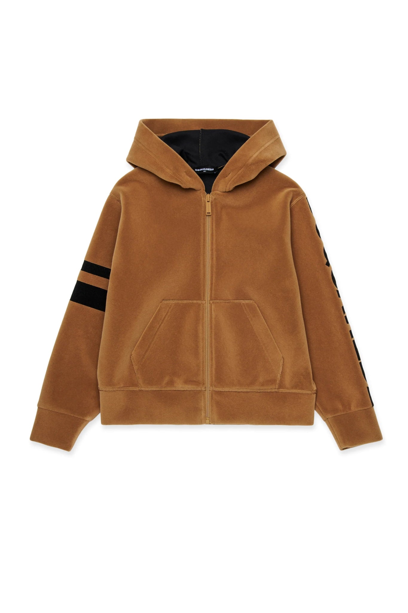 FELPA CON CAPPUCCIO BEIGE CON LOGO NERO DSQUARED2 - Angel Luxury