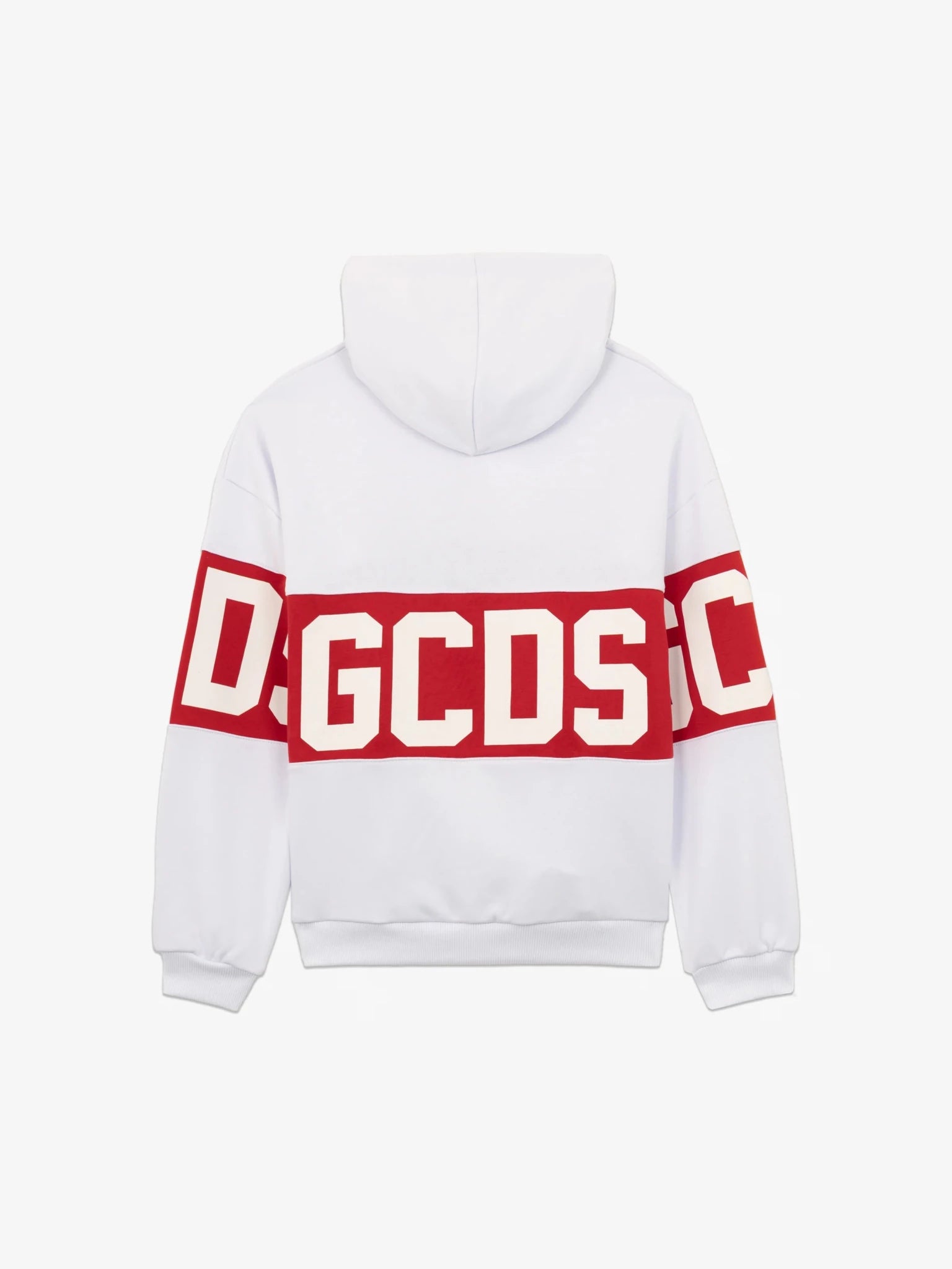 FELPA CON CAPPUCCIO BIANCA CON LOGO ROSSO - BIANCO GCDS - Angel Luxury