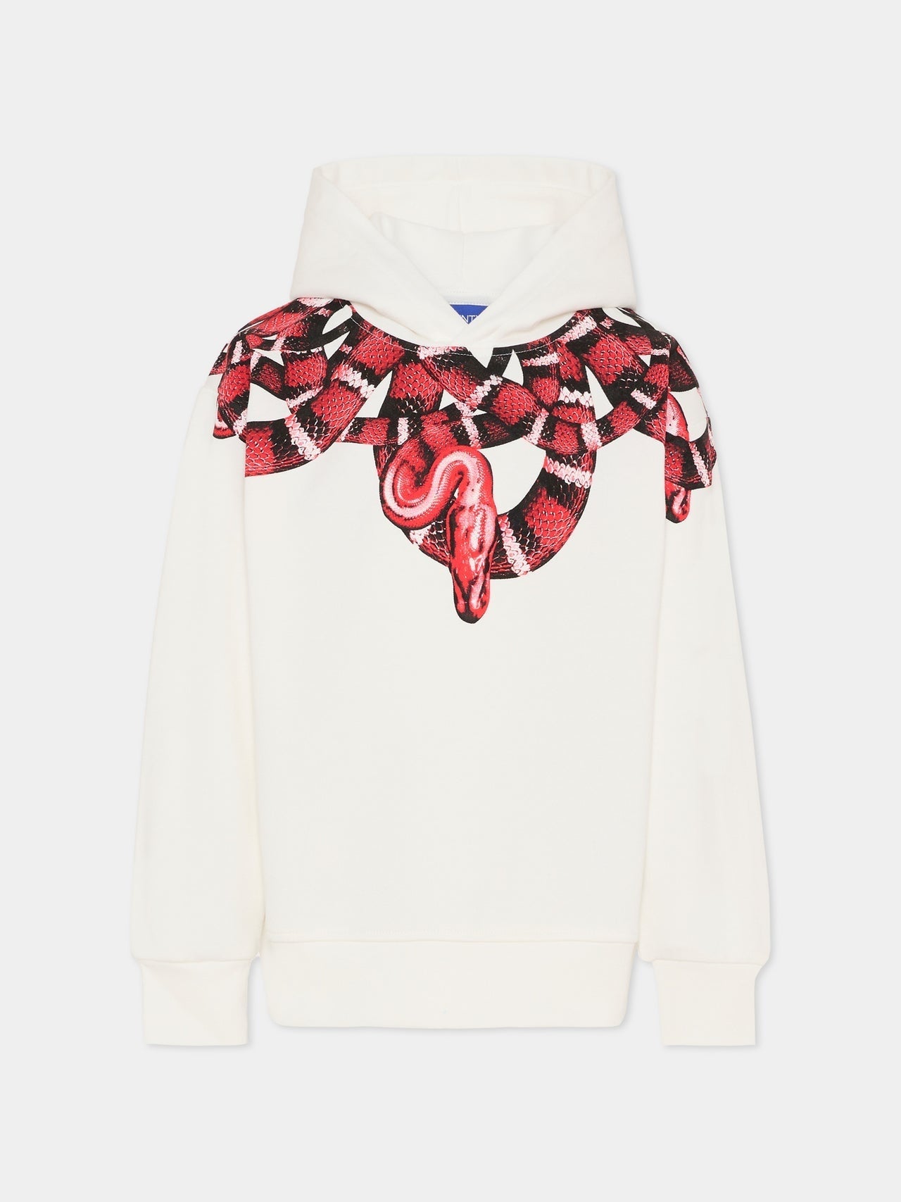 FELPA CON CAPPUCCIO BIANCA CON STAMPA ROSSA MARCELO BURLON - Angel Luxury