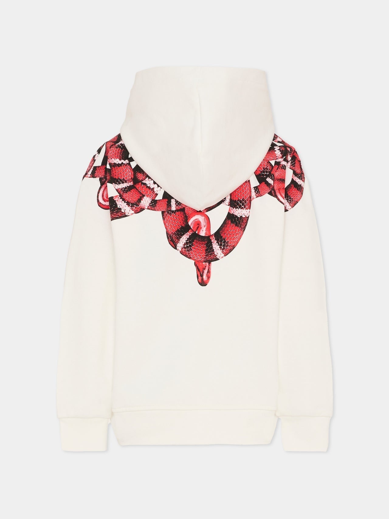 FELPA CON CAPPUCCIO BIANCA CON STAMPA ROSSA MARCELO BURLON - Angel Luxury