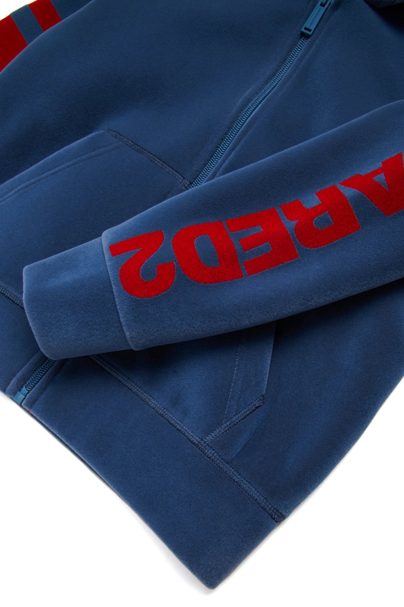 FELPA CON CAPPUCCIO BLU CON LOGO ROSSO DSQUARED2 - Angel Luxury