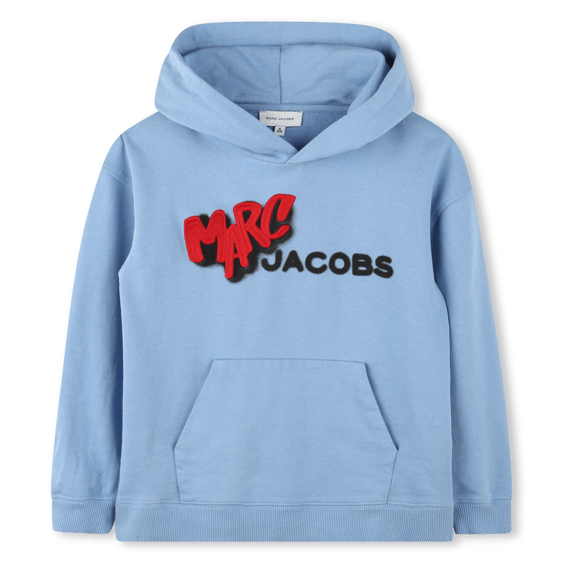 FELPA CON CAPPUCCIO CELESTE CON LOGO ROSSO/NERO MARC JACOBS - Angel Luxury