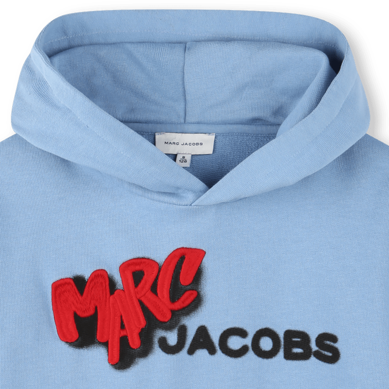 FELPA CON CAPPUCCIO CELESTE CON LOGO ROSSO/NERO MARC JACOBS - Angel Luxury
